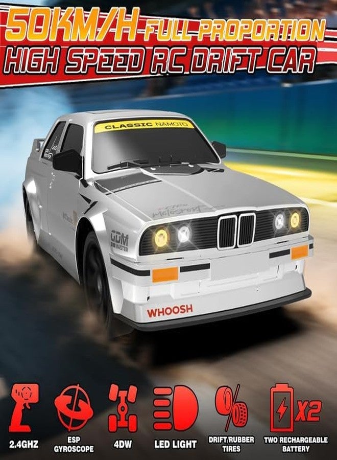 Ramokdu 1:16 Scale RC Drift Car 4WD 2.4GHz Remote Control Cars with Gyro 50km/H High Speed Drifting Car with LED Lights, Drift Tires ESP Full Proportion RC Race Cars Toy for Adults Boys Girls Kids - Image 4